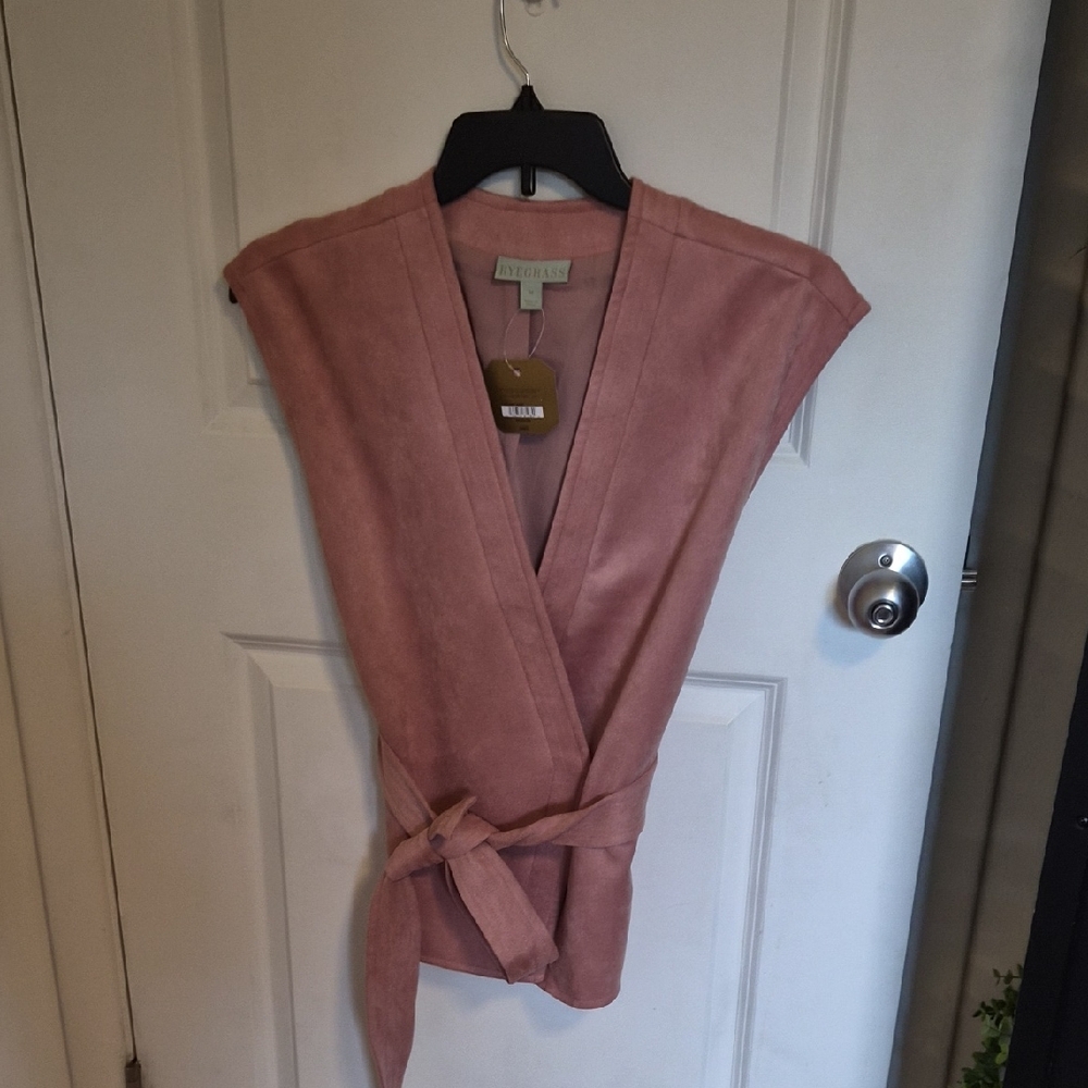 Everlane Suede Wrap Vest - Dusty Rose